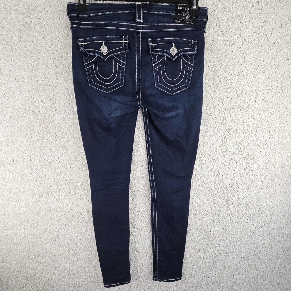 True Religion Women's Halle Flap Pocket Stretch Jeans Skinny 30x28 Horseshoe - Picture 2 of 11